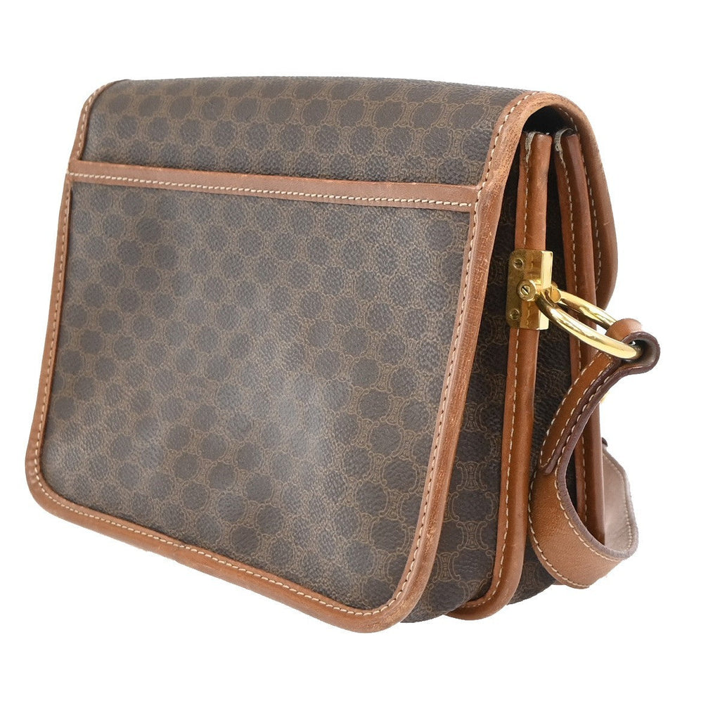 Celine Vintage Macadam Shoulder Bag Canvas And Leather Brown Canvas Shoulder Bag Bag