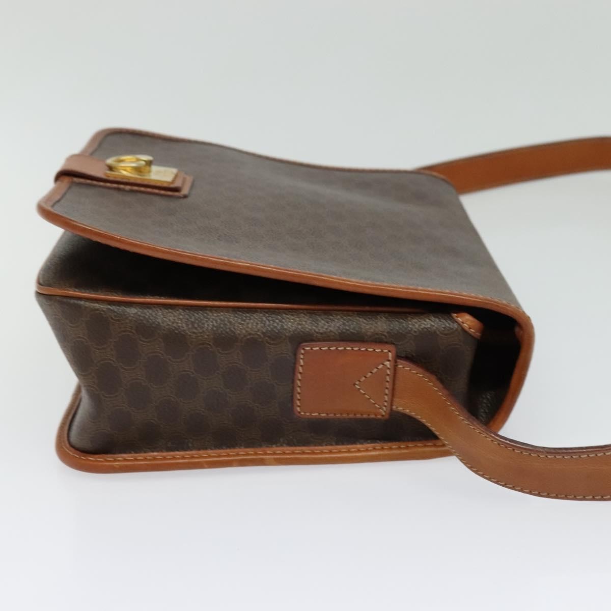 Celine Macadam Shoulder Bag Pvc Leather Brown Canvas Bag