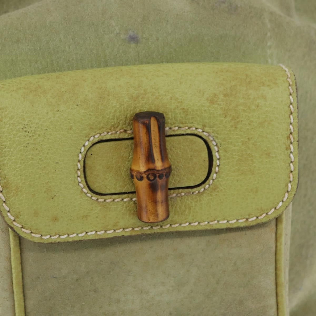 Gucci Gucci Bamboo Backpack Daim Green Suede Backpack Bag (Pre-Owned)