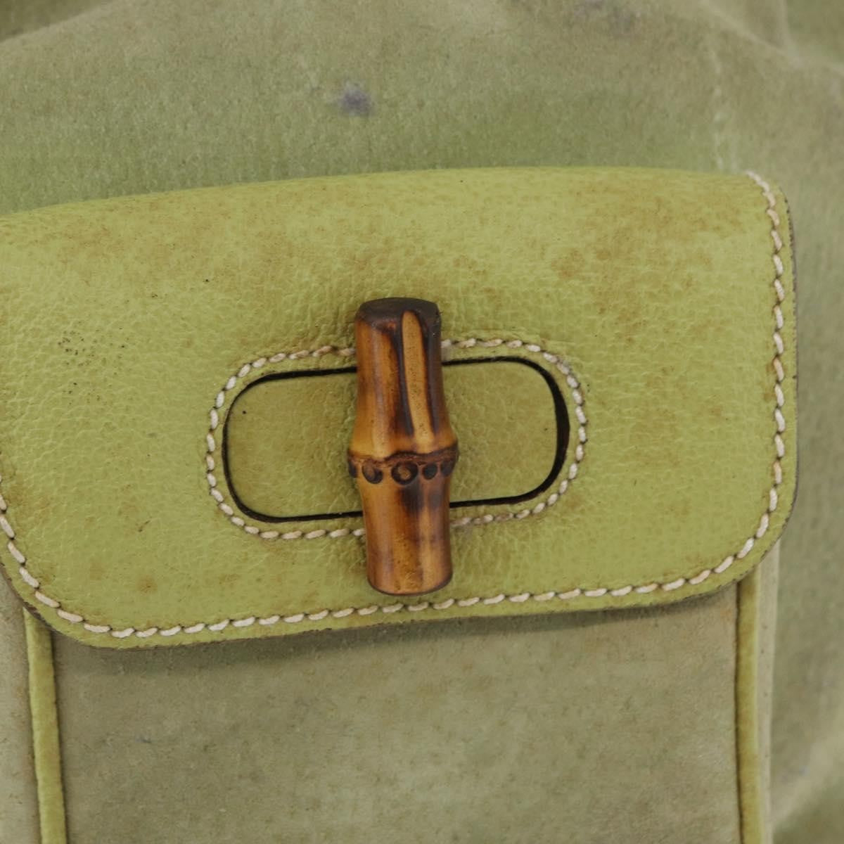 Gucci Gucci Bamboo Backpack Daim Green Suede Backpack Bag (Pre-Owned)