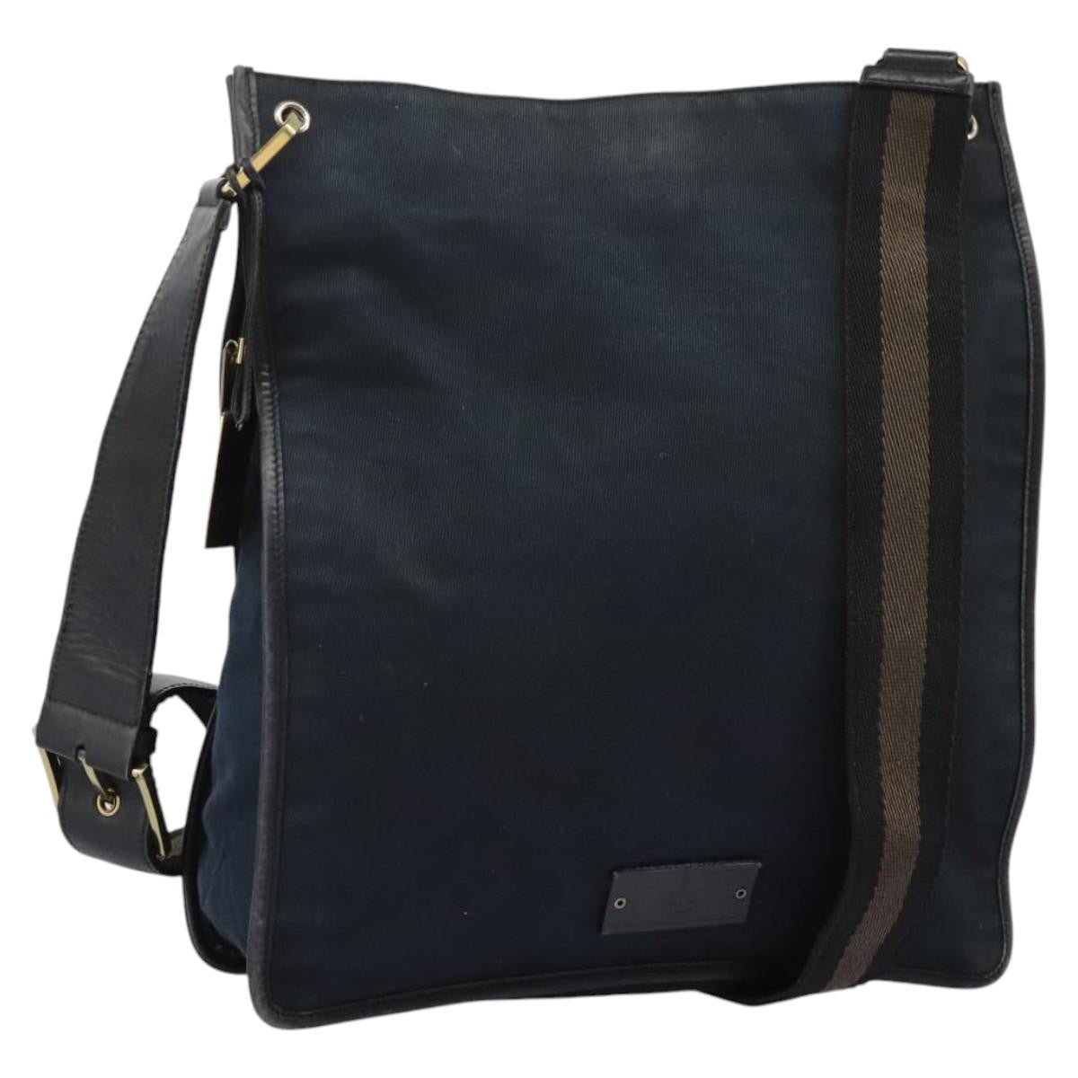 Gucci Sherry Line Shoulder Bag Canvas Black Canvas Shoulder Bag Bag (Pre-Owned)