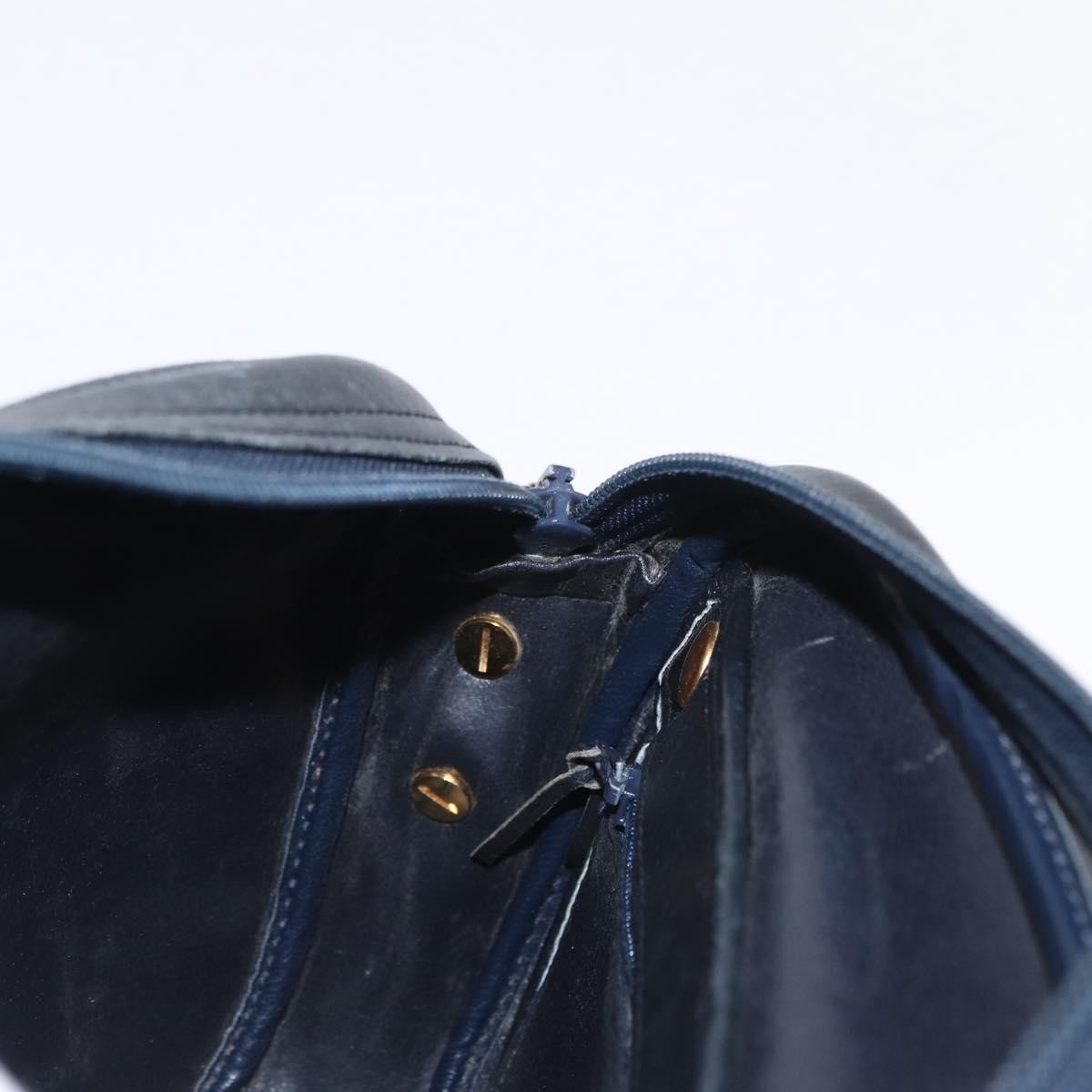 Christian Dior Vintage Shoulder Bag Leather Navy Leather Shoulder Bag Bag (Pre-Owned)