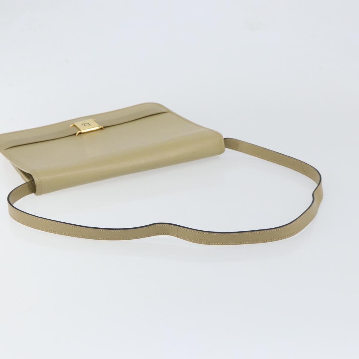 Christian Dior Vintage Shoulder Bag Leather Beige Leather Shoulder Bag Bag (Pre-Owned)