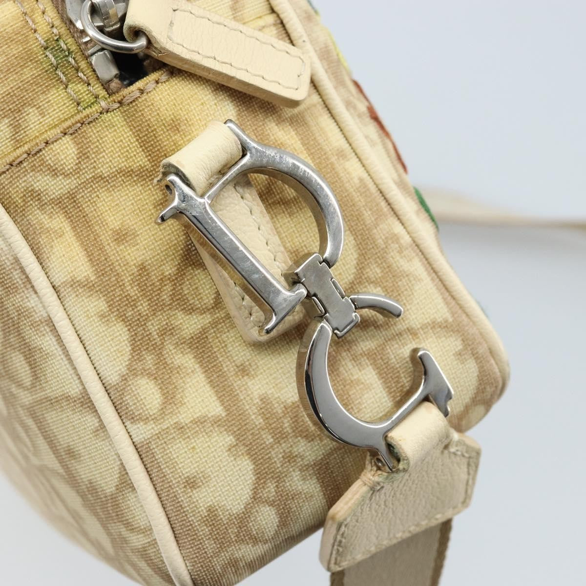 Christian Dior Vintage Crossbody Bag Embroidered Diorissimo Canvas Beige Canvas Shoulder Bag Bag (Pre-Owned)