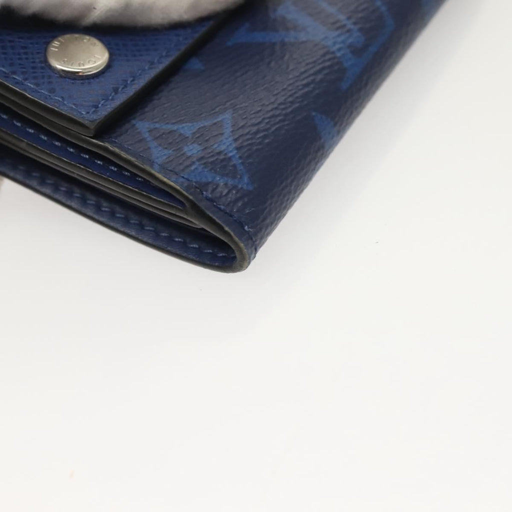 Louis Vuitton Discovery Wallet Monogram Taigarama Blue Leather Wallets Accessory