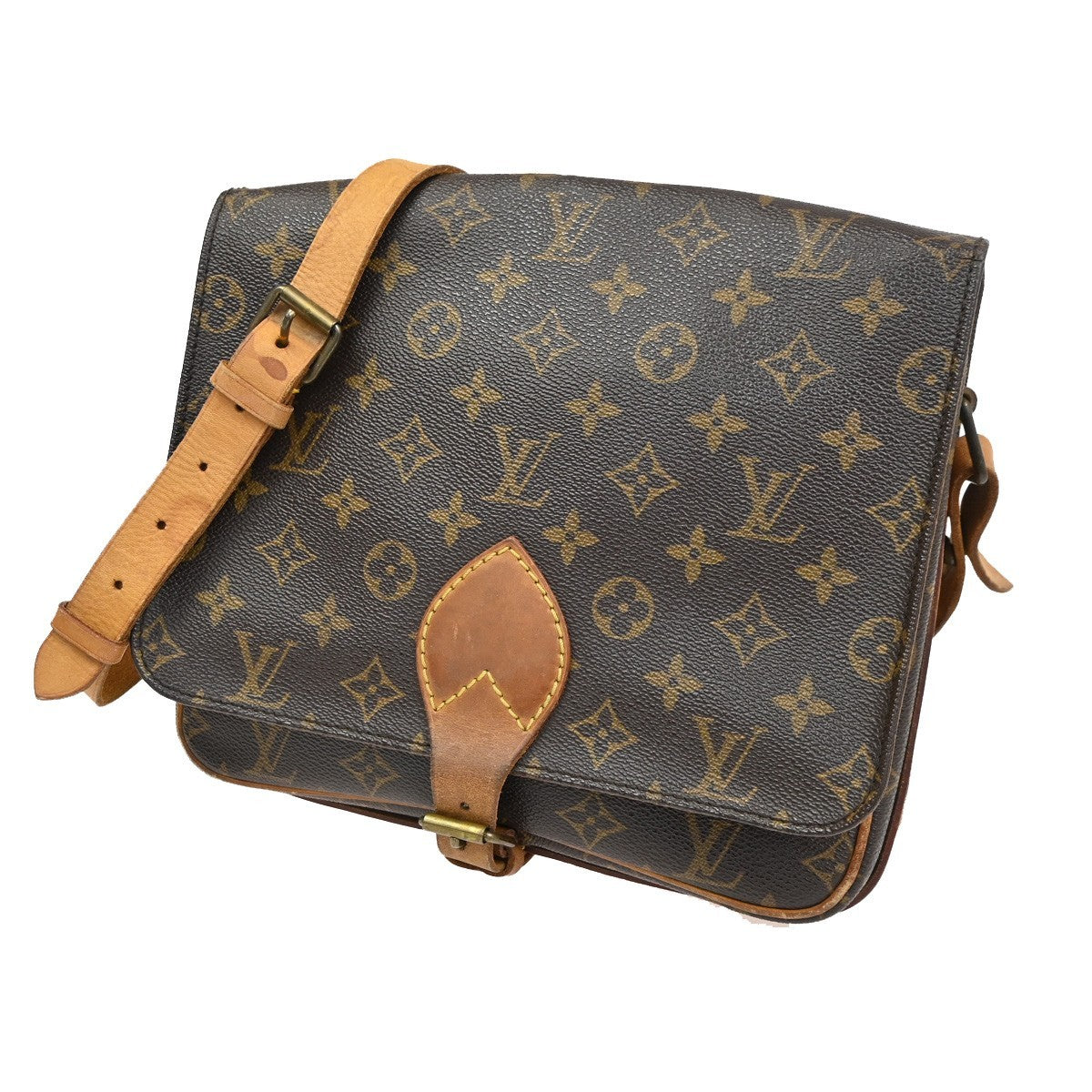 Louis Vuitton Cartouchiere Handbag Monogram Canvas Brown Canvas Shoulder Bag