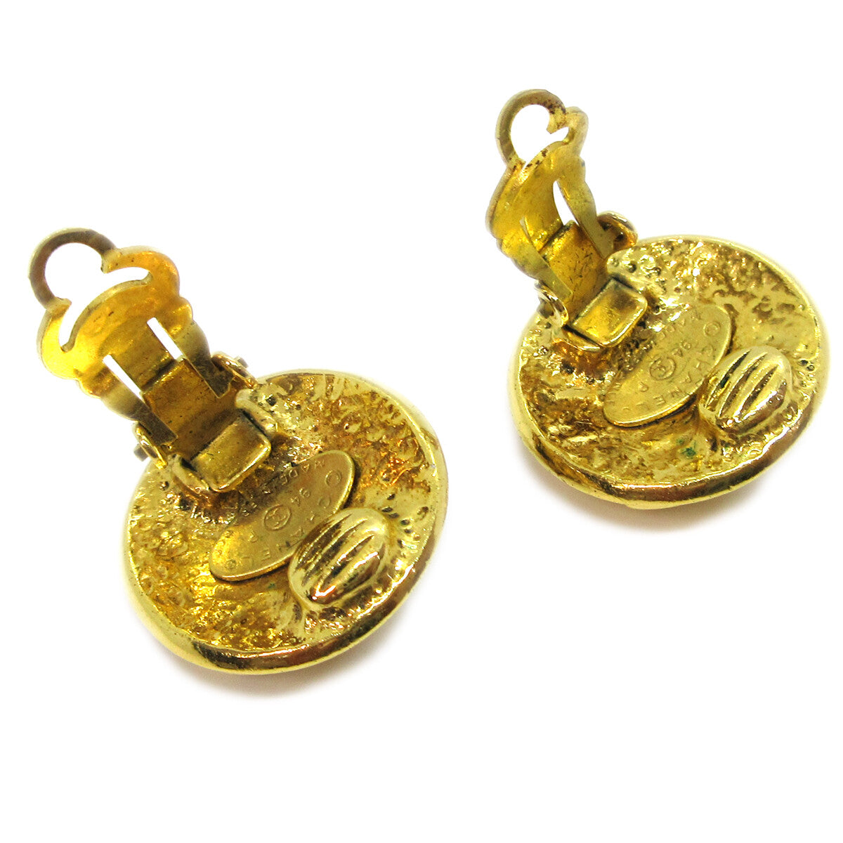Chanel Cc Button Clip-On Earrings Metal Gold Gold_Plated Earrings Jewelry