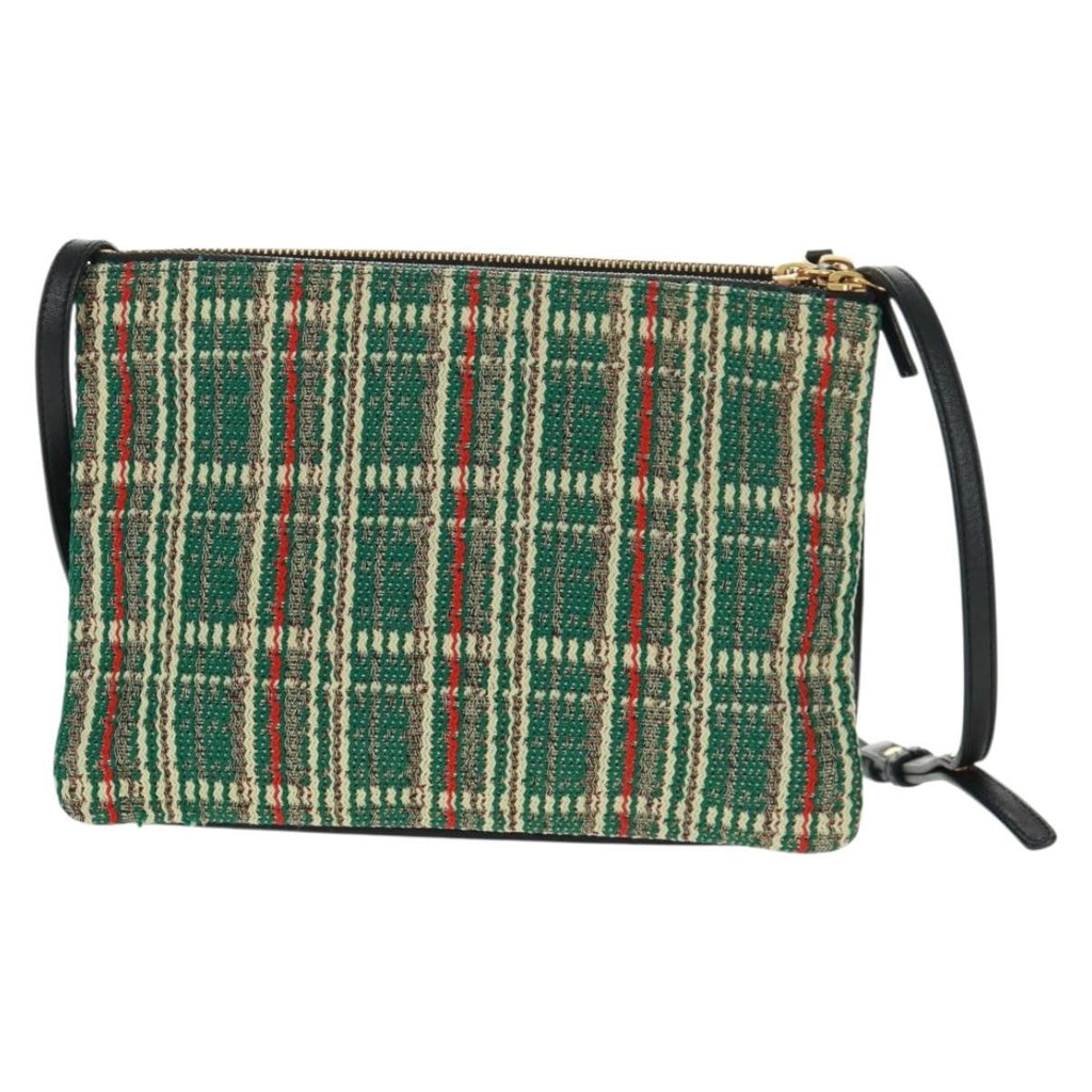 Celine Trio Crossbody Bag Tweed Green Tweed Shoulder Bag Bag