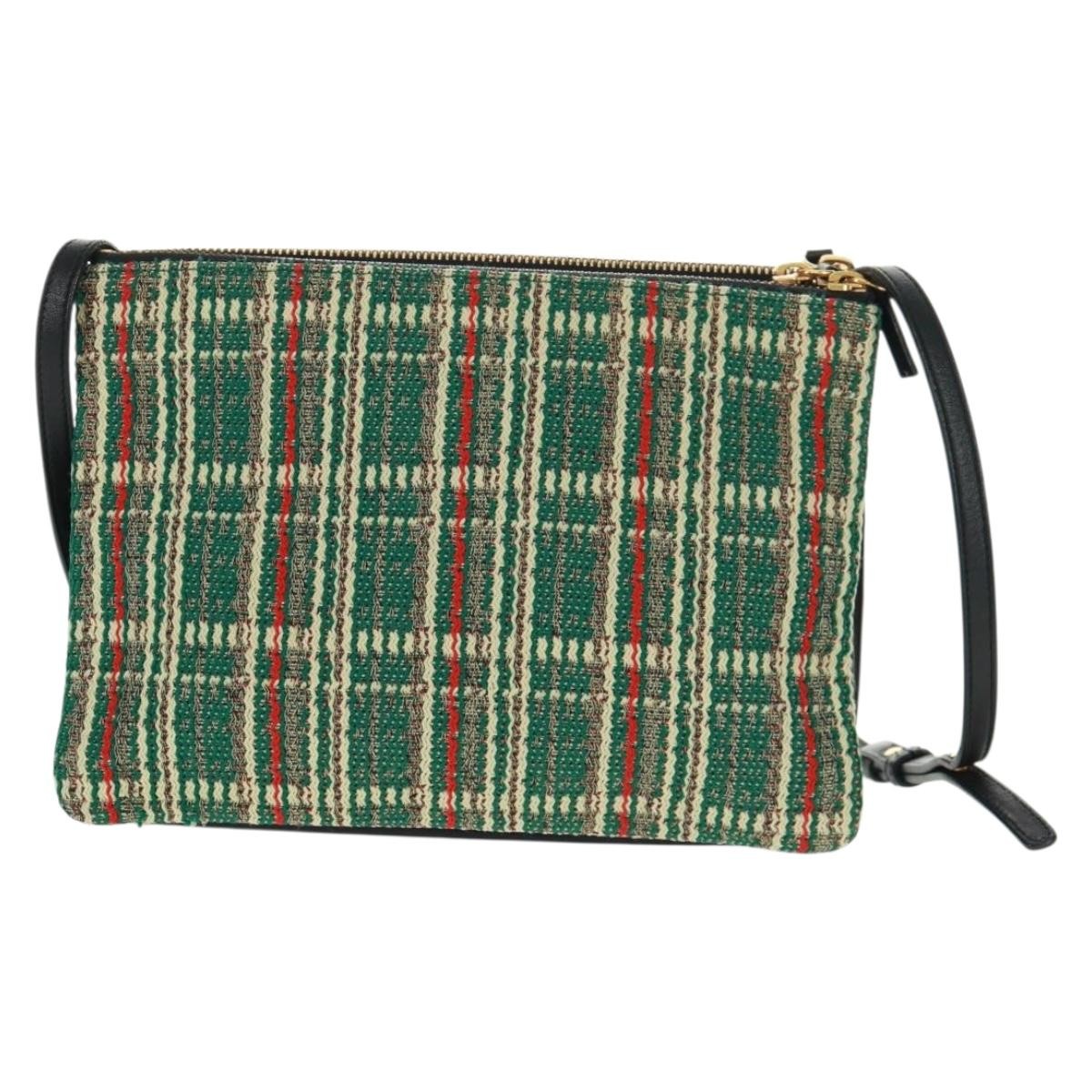 Celine Trio Crossbody Bag Tweed Green Tweed Shoulder Bag Bag