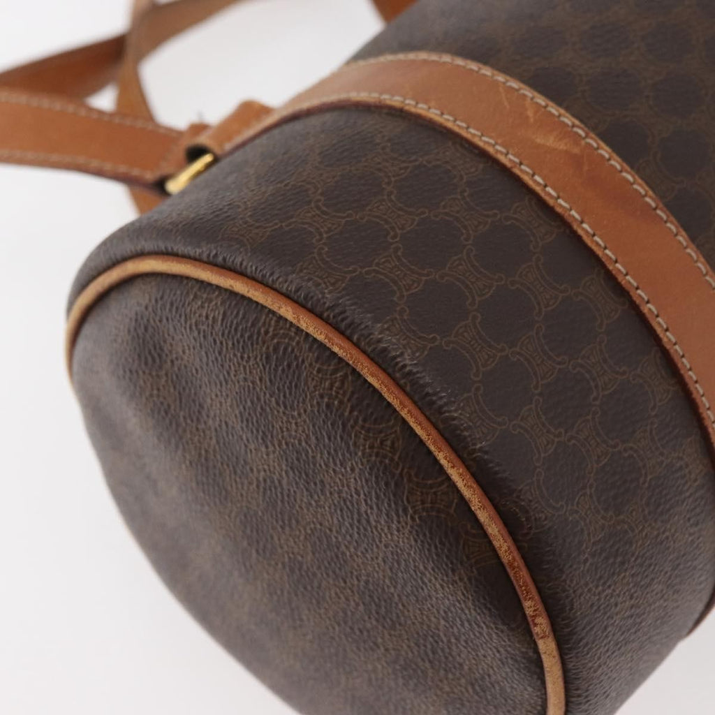 Celine Vintage Macadam Shoulder Bag Canvas And Leather Brown Canvas Shoulder Bag Bag