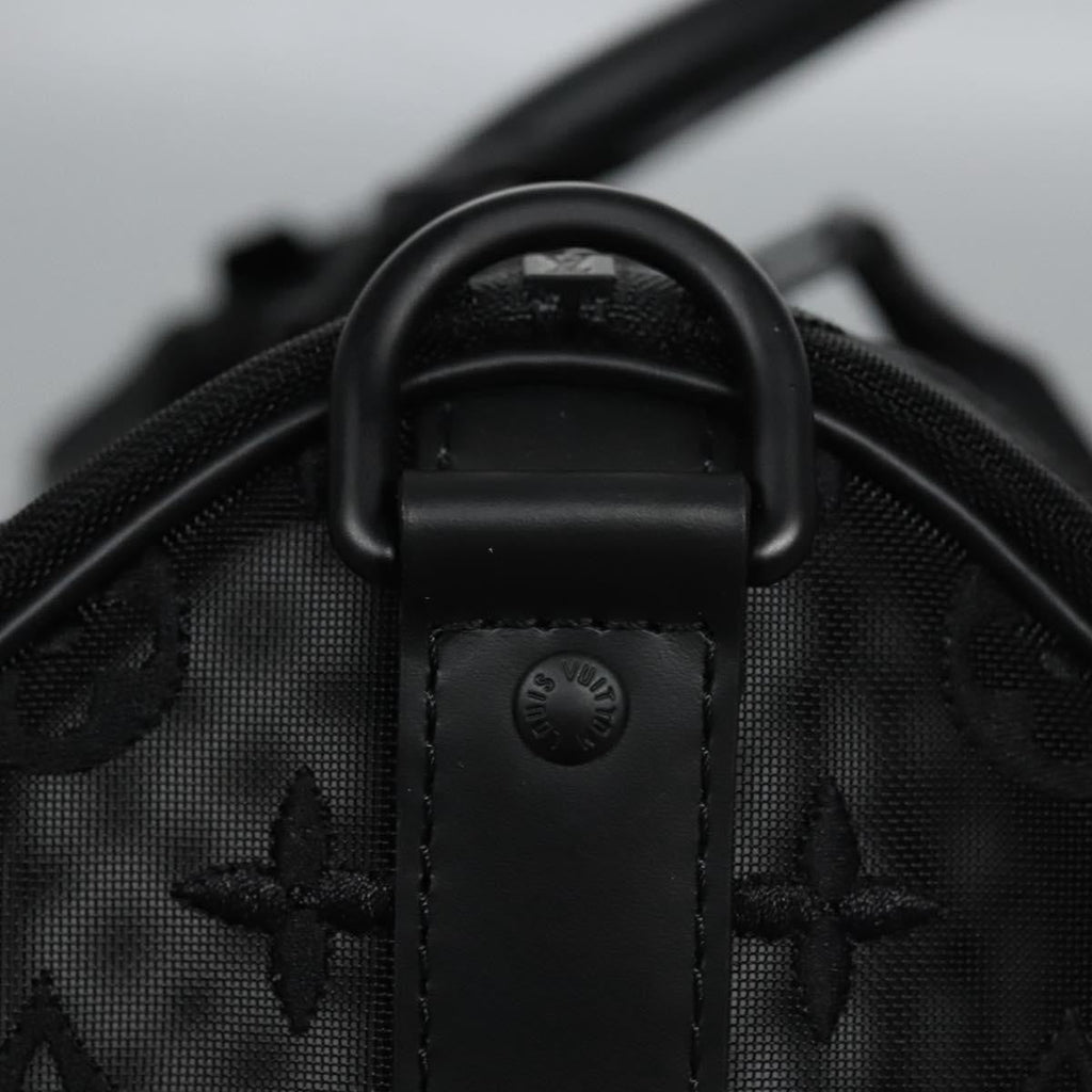 Louis Vuitton Keepall Bandouliere Bag Monogram See Through Mesh Black Nylon Travel Bag