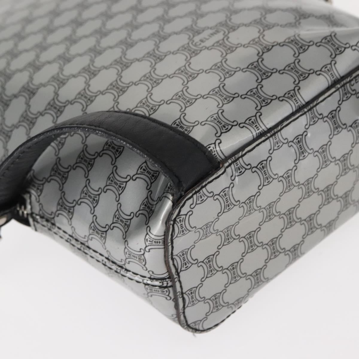 Celine Vintage Macadam Backpack Canvas And Leather Silver Pvc Backpack Bag
