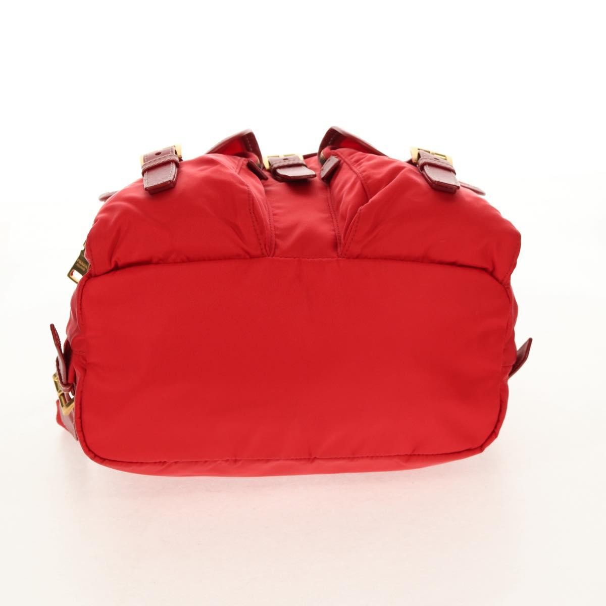 Prada Vela Double Front Pocket Backpack Tessuto With Saffiano Leather Red Nylon Backpack Bag