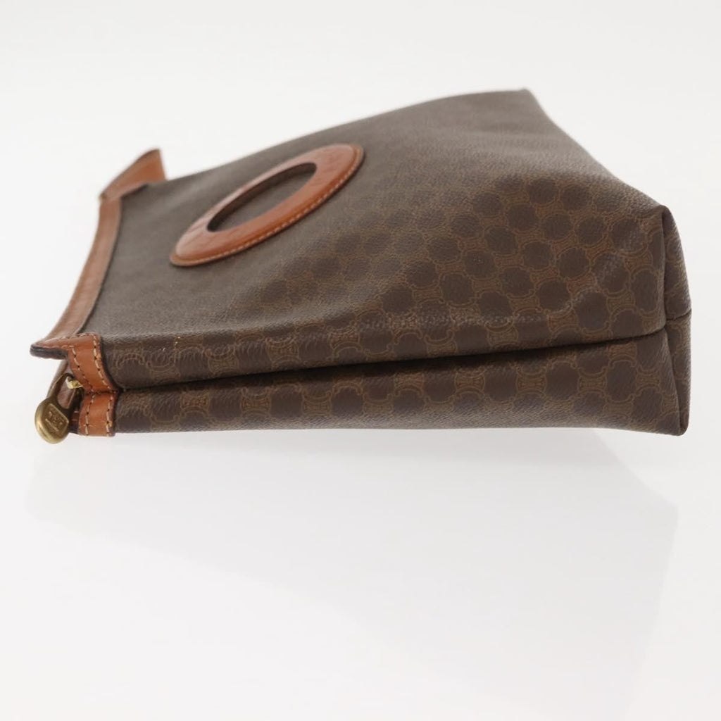 Celine Circle Logo Macadam Pouch Canvas And Leather Brown Canvas Clutche & Pouche Bag