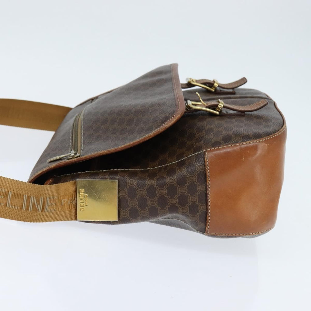 Celine Vintage Macadam Shoulder Bag Canvas And Leather Brown Canvas Shoulder Bag Bag