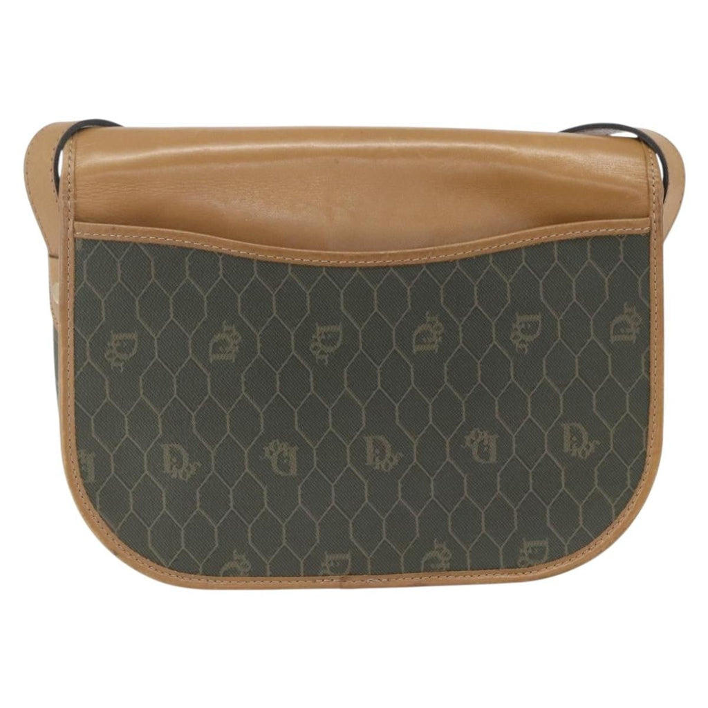 Christian Dior Vintage Honeycomb Flap Crossbody Bag Canvas And Leather Khaki Canvas Shoulder Bag Bag (Pre-Owned)