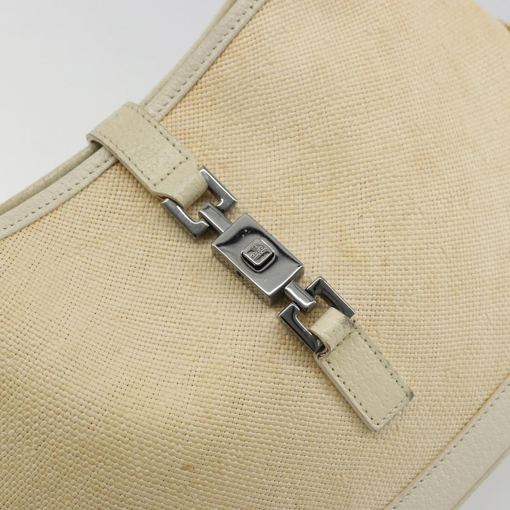 Gucci Vintage Jackie Shoulder Bag Canvas And Leather Beige Canvas Handbag (Pre-Owned)