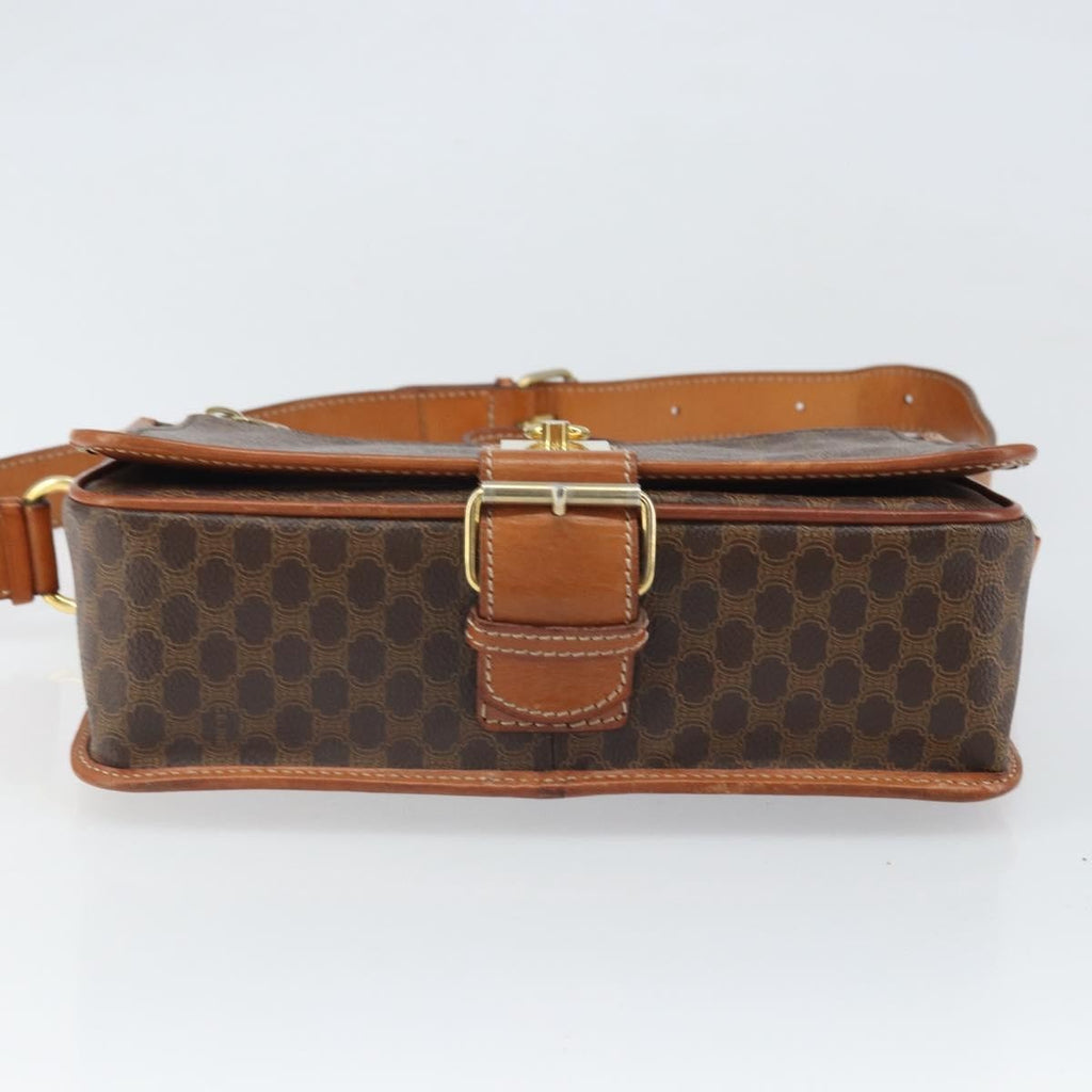 Celine Vintage Macadam Shoulder Bag Canvas And Leather Brown Canvas Shoulder Bag Bag
