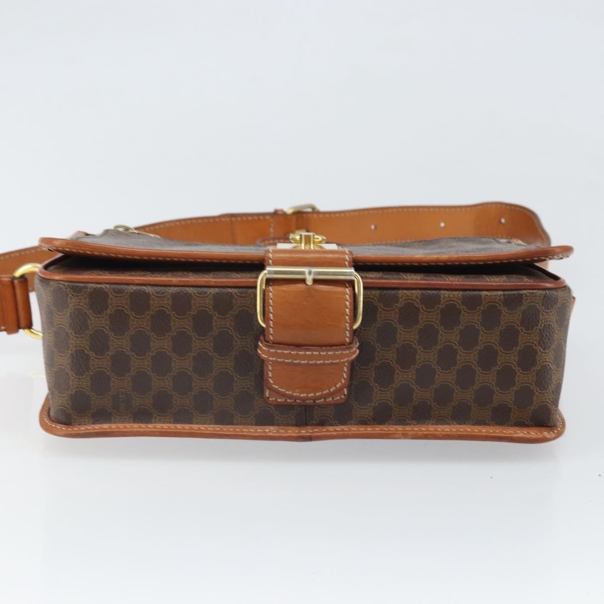 Celine Vintage Macadam Shoulder Bag Canvas And Leather Brown Canvas Shoulder Bag Bag