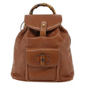 Gucci Vintage Bamboo Backpack Leather Brown Leather Backpack Bag (Pre-Owned)