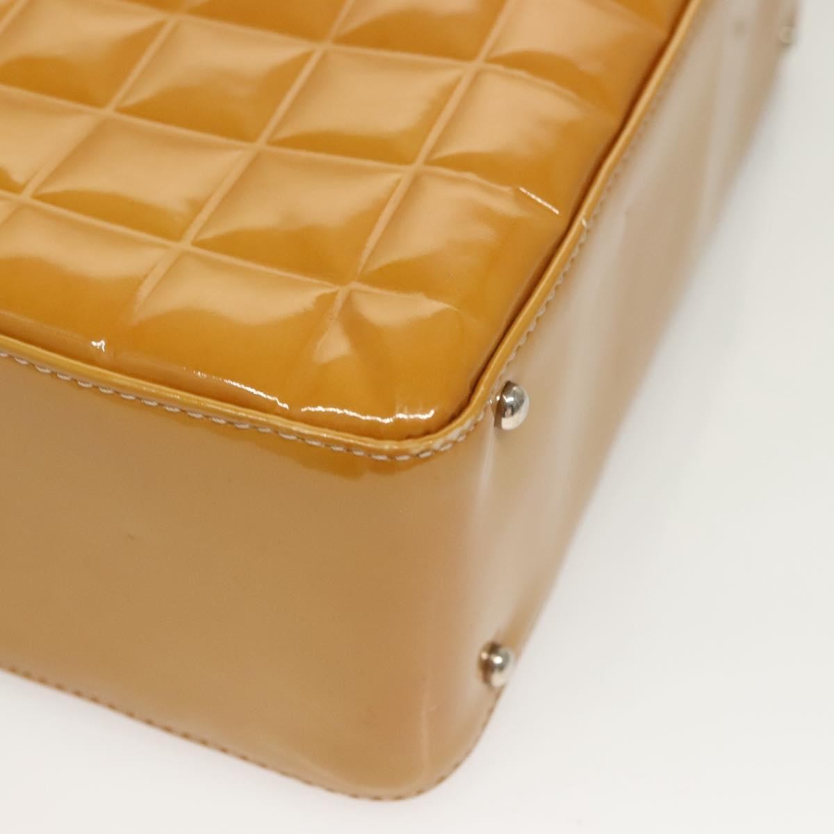 Chanel Chocolate Bar Cc Tote Quilted Patent Yellow Patent_Leather Handbag