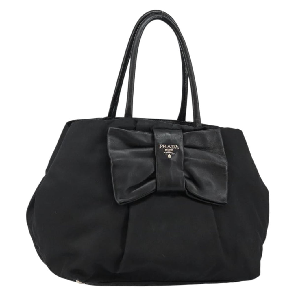 Prada Bow Tote Tessuto With Leather Black Nylon Tote Bag Bag