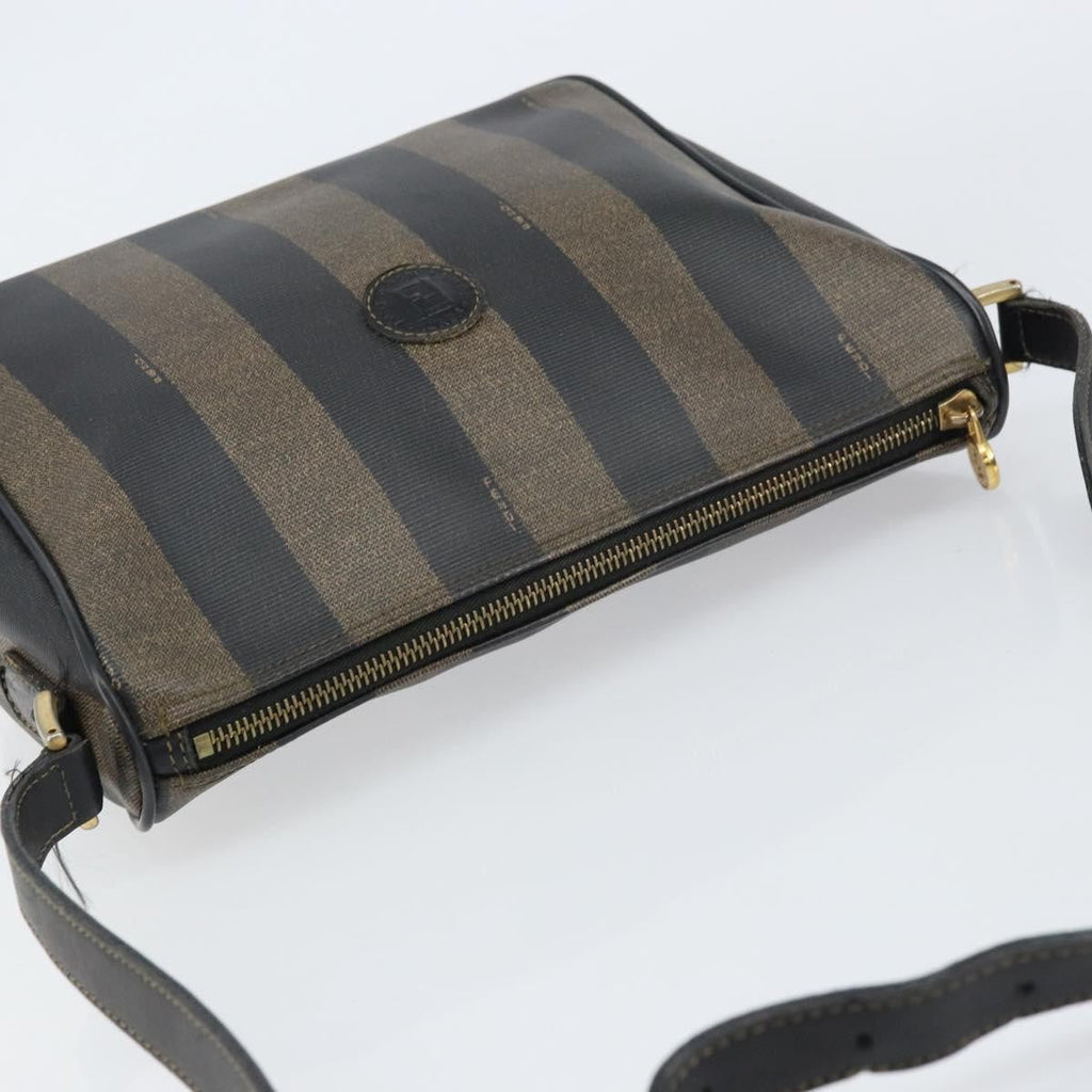 Fendi Vintage Pequin Shoulder Bag Pequin Brown Canvas Shoulder Bag Bag