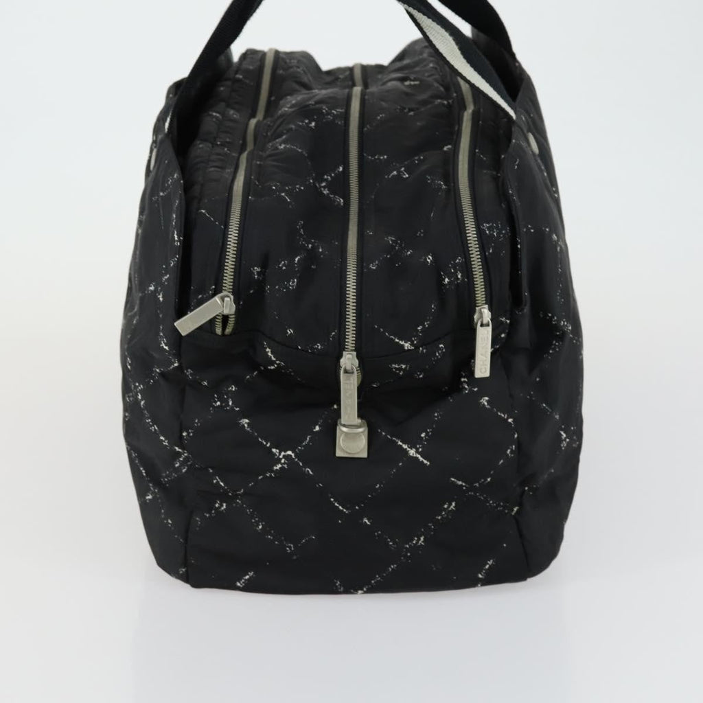 Chanel Travel Line Boston Bag Printed Nylon Black Nylon Travel Bag Bag