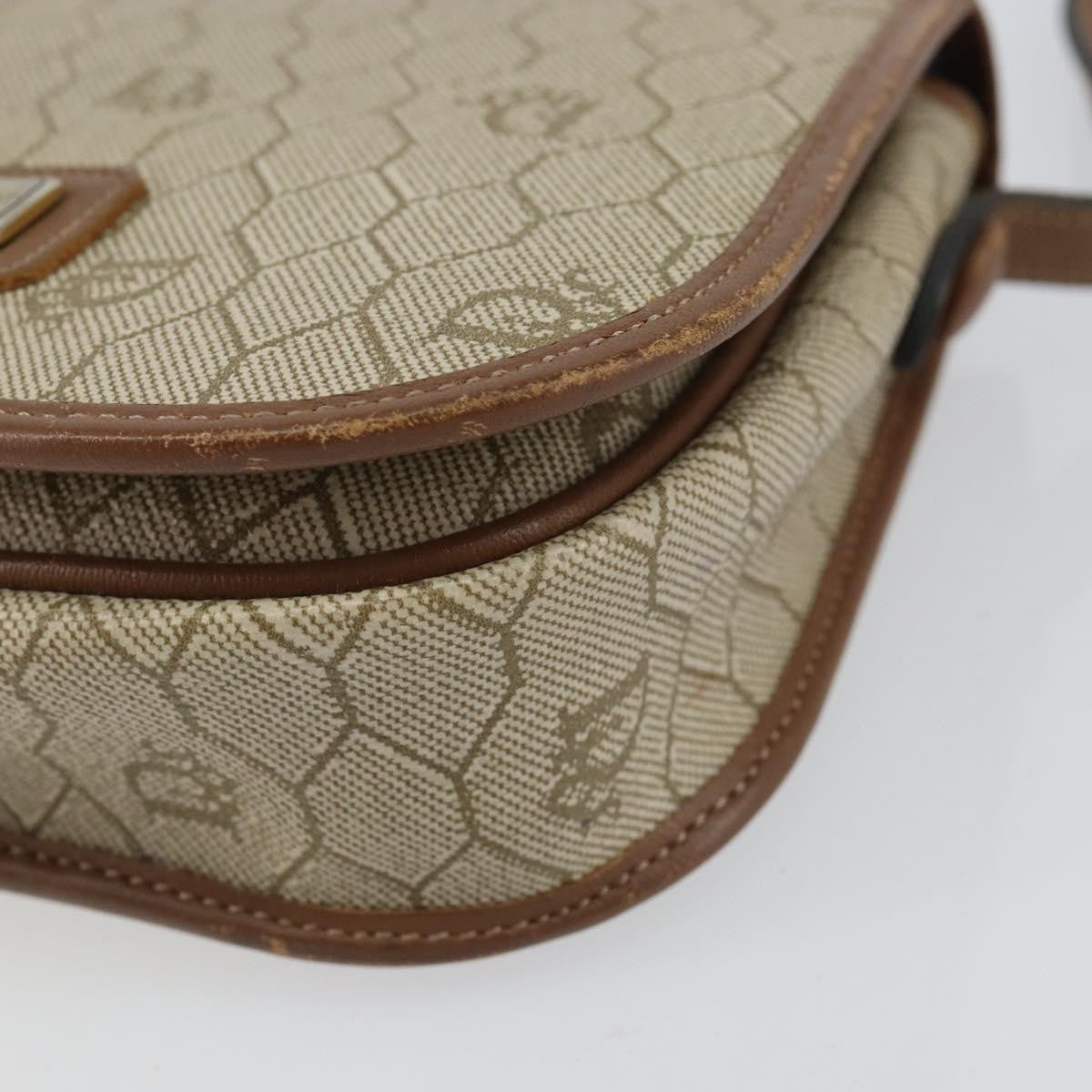 Christian Dior Vintage Honeycomb Flap Crossbody Bag Coated Canvas Beige Canvas Shoulder Bag Bag (Pre-Owned)
