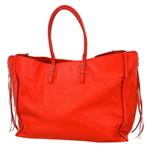 Balenciaga City Classic Studs Highlight Bag Leather Red Leather Tote Bag
