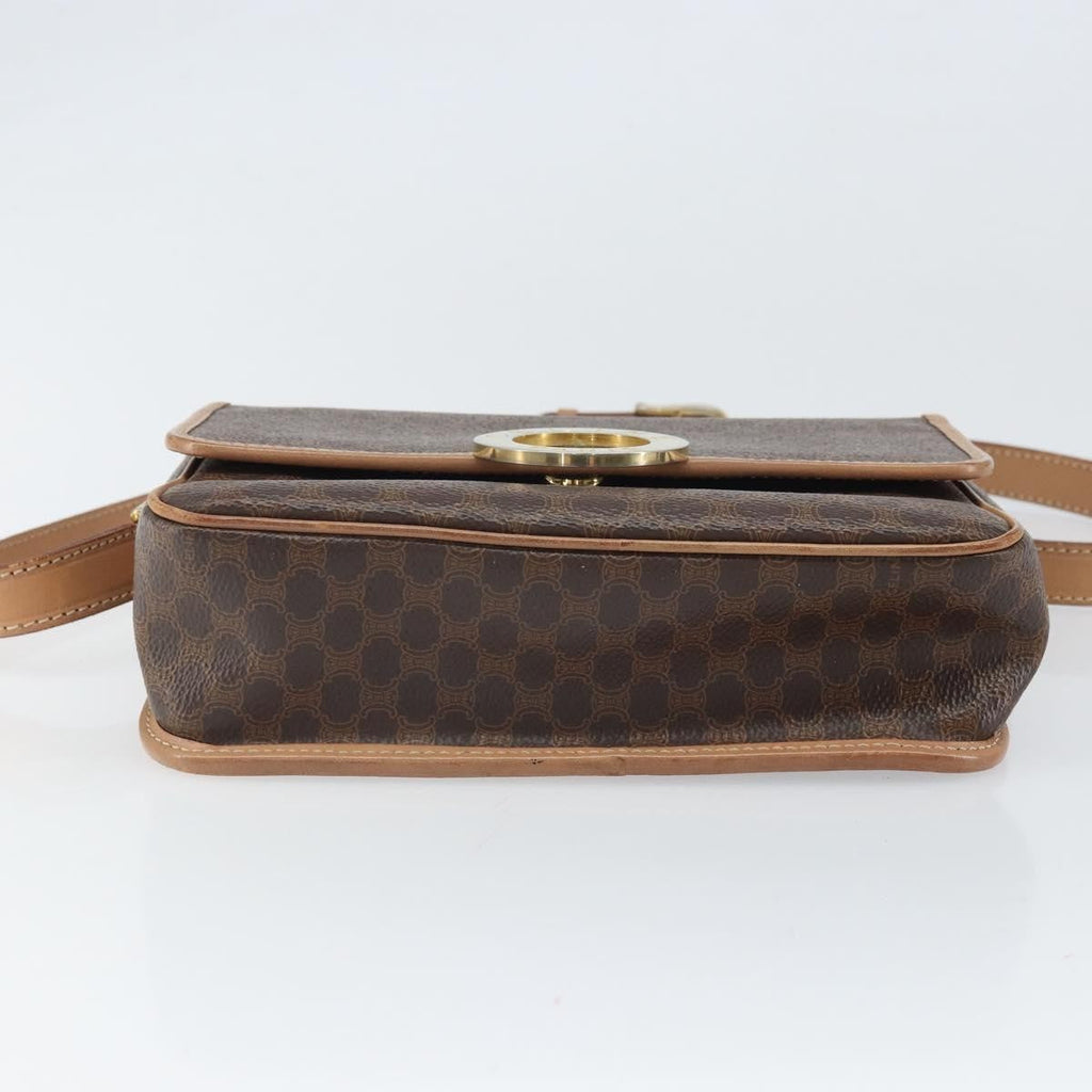 Celine Vintage Macadam Circle Logo Shoulder Bag Canvas And Leather Brown Pvc Shoulder Bag Bag