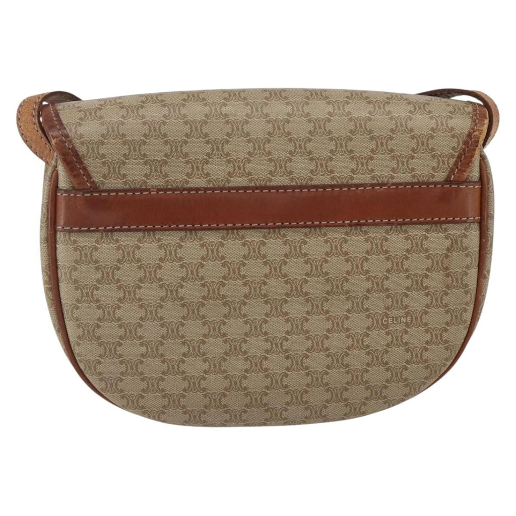 Celine Vintage Macadam Circle Logo Shoulder Bag Canvas And Leather Beige Canvas Shoulder Bag Bag