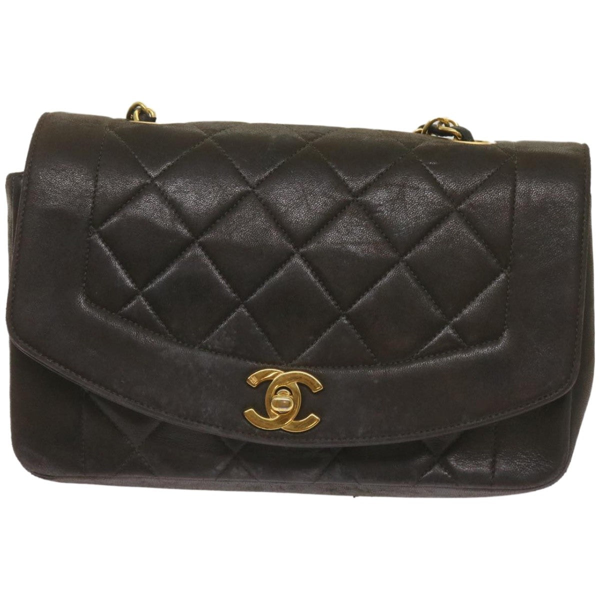 Chanel Vintage Diana Flap Bag Quilted Lambskin Black Leather Shoulder Bag Bag