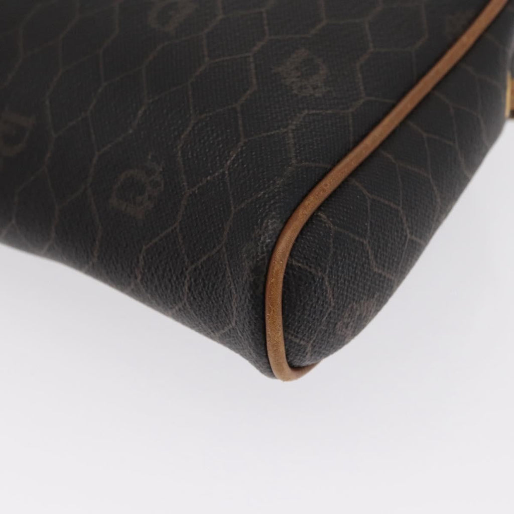 Christian Dior Vintage Honeycomb Shoulder Bag Canvas And Leather Black Canvas Shoulder Bag Bag (Pre-Owned)