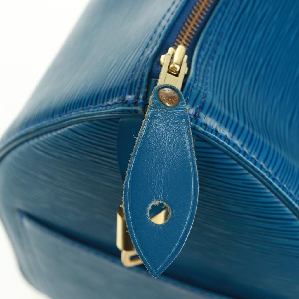 Louis Vuitton Speedy Handbag Epi Leather Blue Leather Handbag
