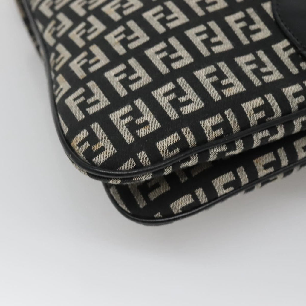 Fendi Buckle Flap Shoulder Bag Zucchino Canvas Black Canvas Shoulder Bag Bag