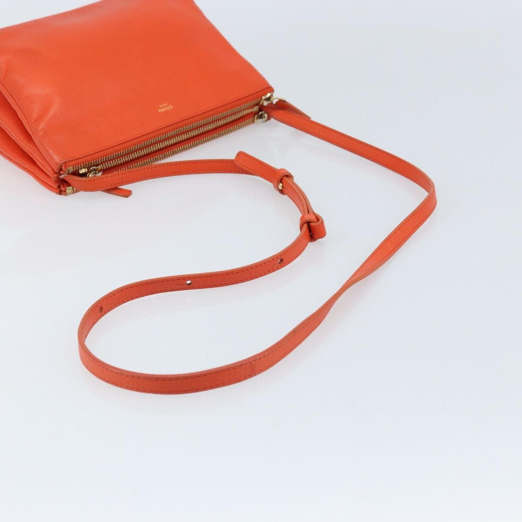 Celine Trio Crossbody Bag Leather Orange Leather Shoulder Bag Bag