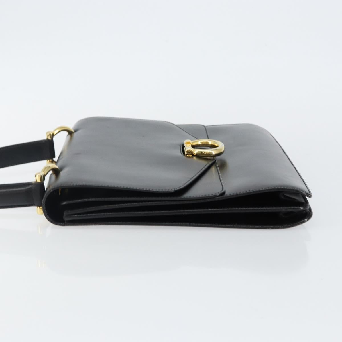 Celine Vintage Top Handle Bag Glazed Leather Black Leather Bag