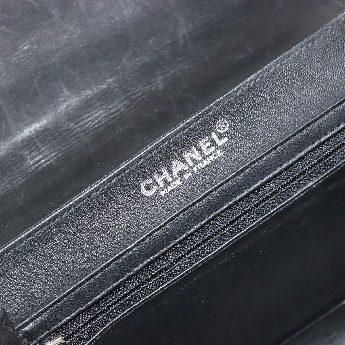 Chanel Chocolate Bar Accordion Reissue Flap Bag Quilted Lambskin Black Leather Handbag