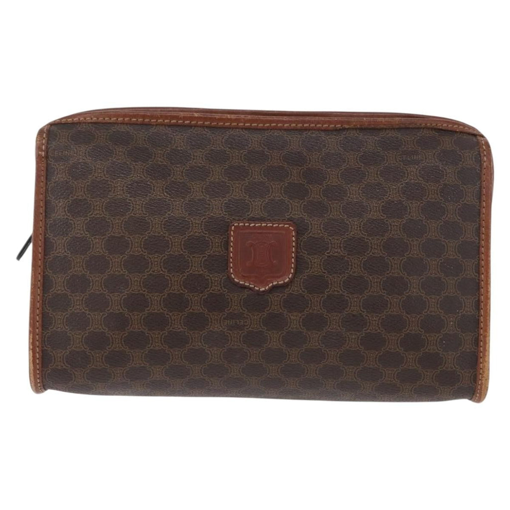 Celine Macadam Pochette Canvas And Leather Brown Canvas Clutche & Pouche Bag