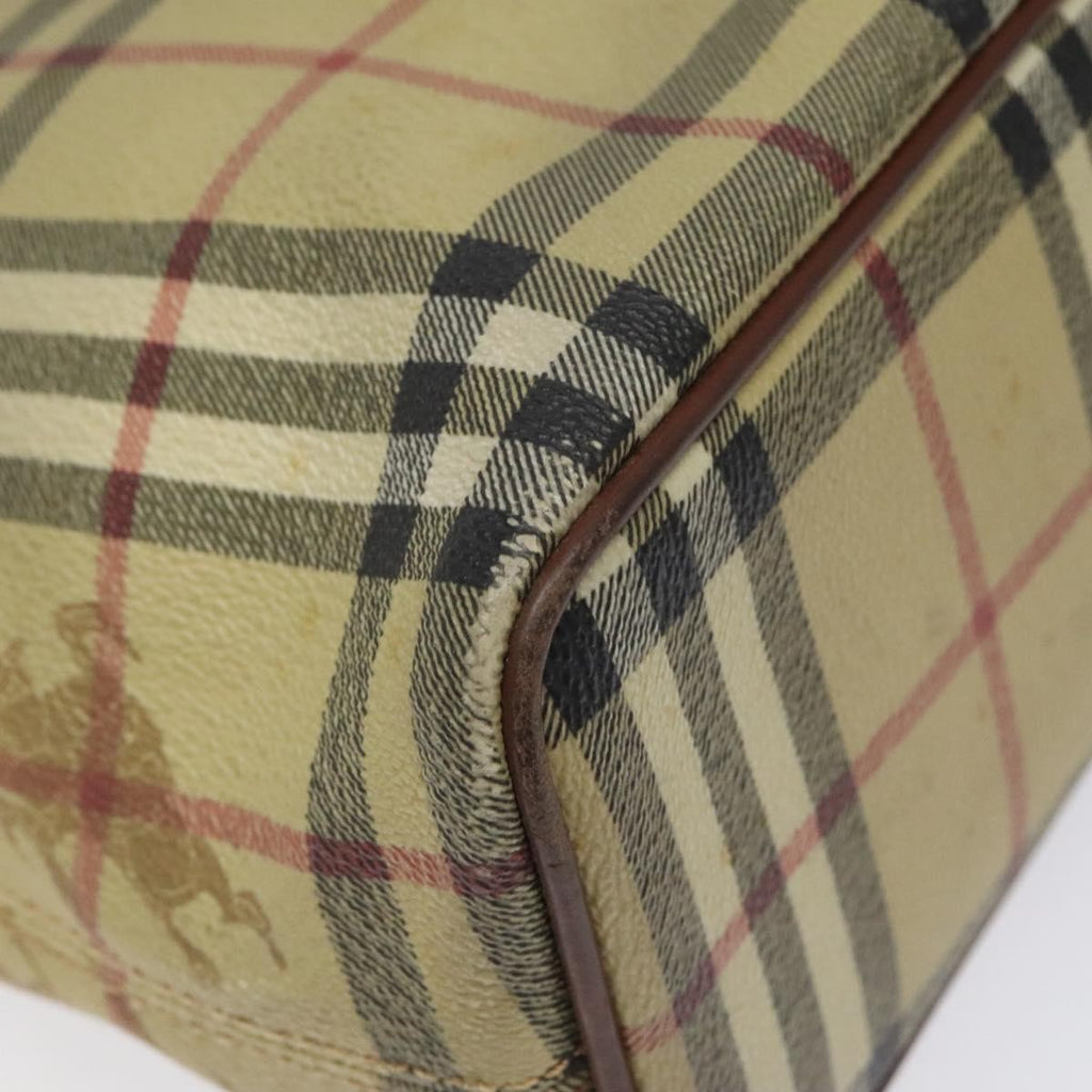 Burberry Top Handle Tote Haymarket Coated Canvas Beige Canvas Tote Bag