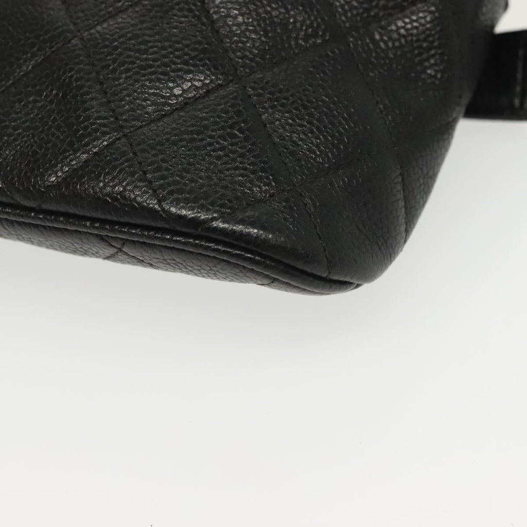 Chanel Vintage Zip Belt Bag Quilted Caviar Black Leather Clutche & Pouche Bag