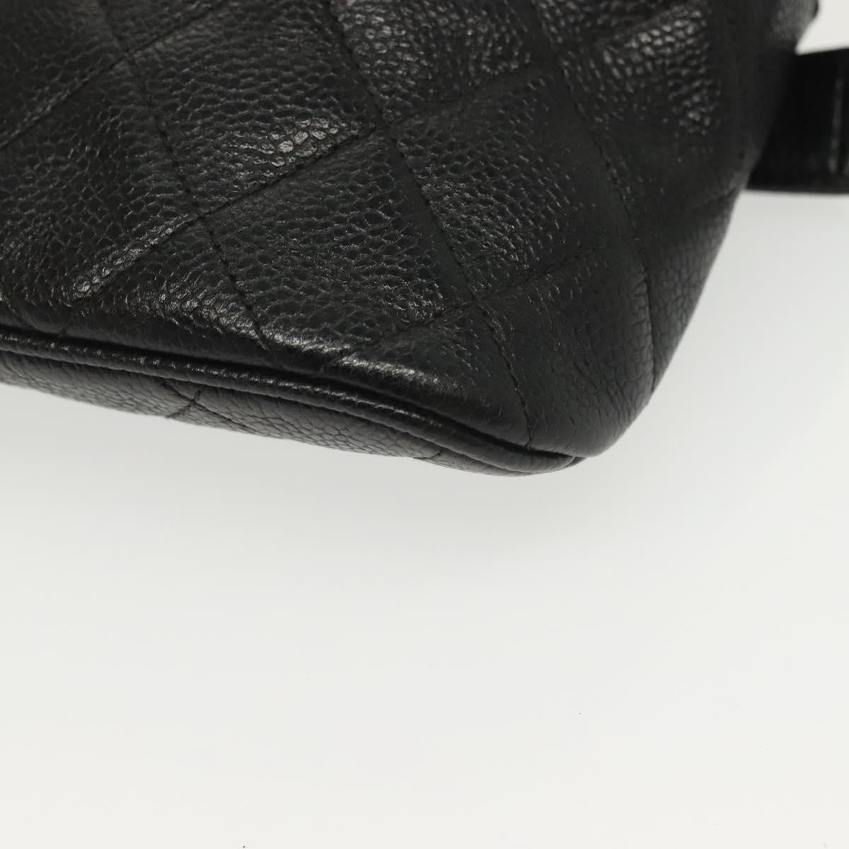 Chanel Vintage Zip Belt Bag Quilted Caviar Black Leather Clutche & Pouche Bag