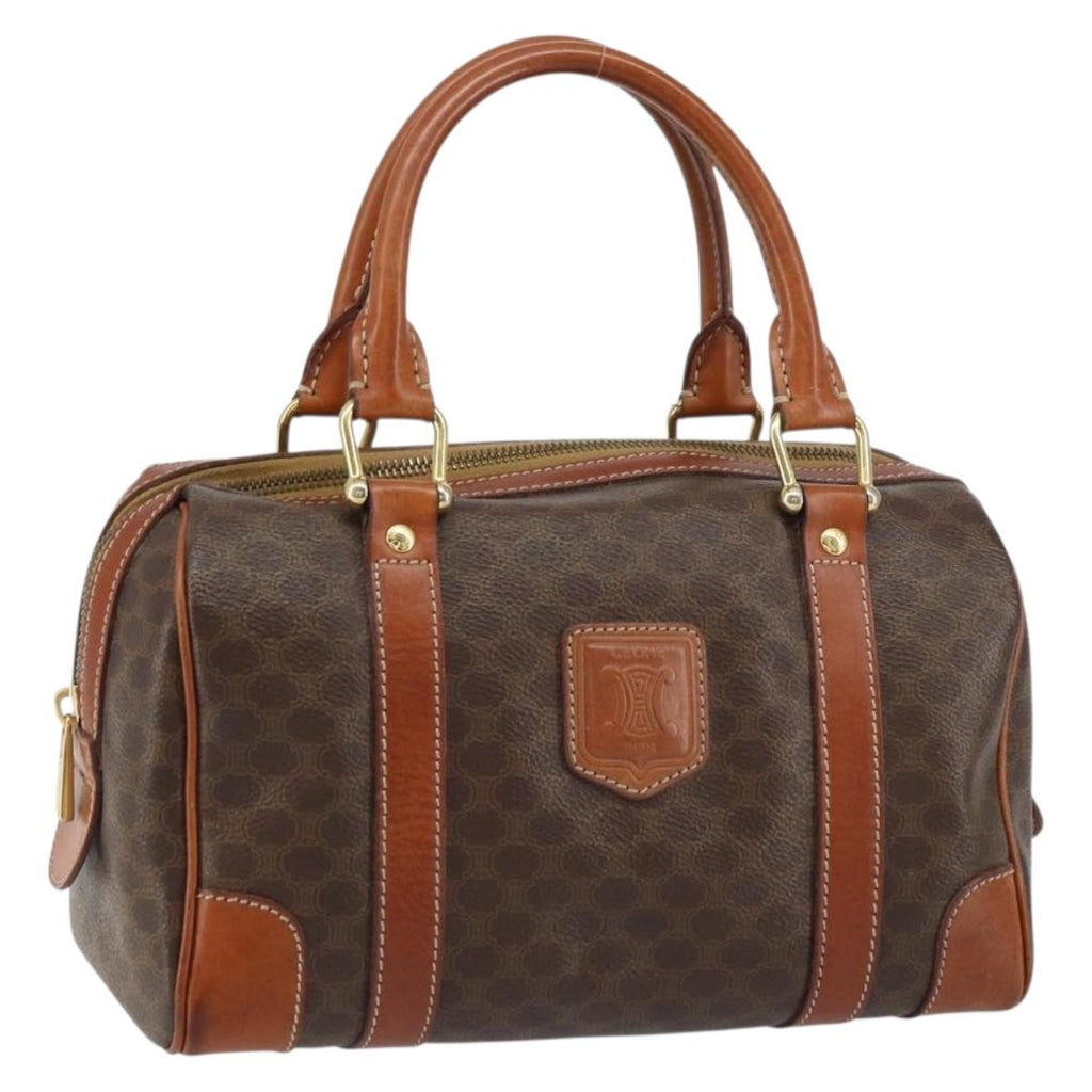 Celine Vintage Macadam Handbag Canvas And Leather Brown Canvas Handbag