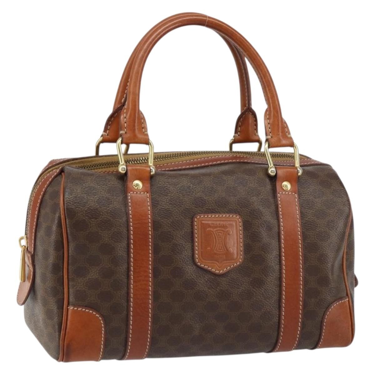 Celine Vintage Macadam Handbag Canvas And Leather Brown Canvas Handbag