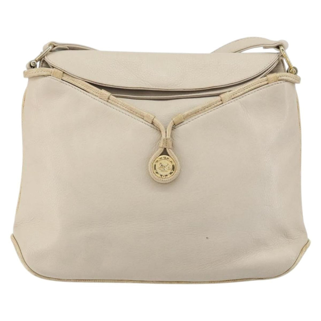Celine Vintage Shoulder Bag Leather Beige Leather Shoulder Bag Bag