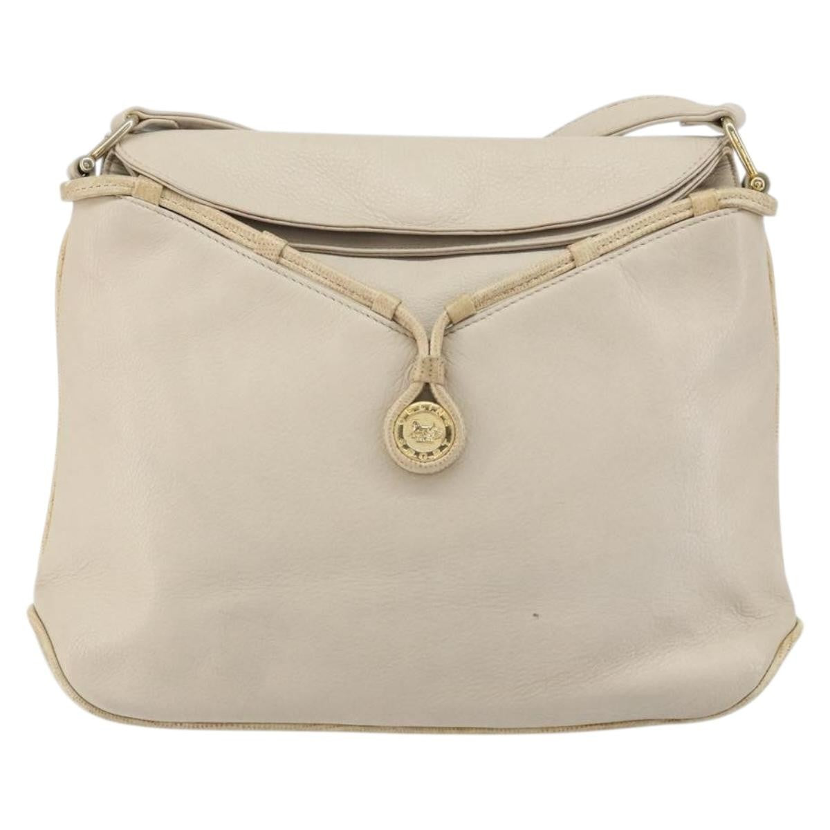Celine Vintage Shoulder Bag Leather Beige Leather Shoulder Bag Bag