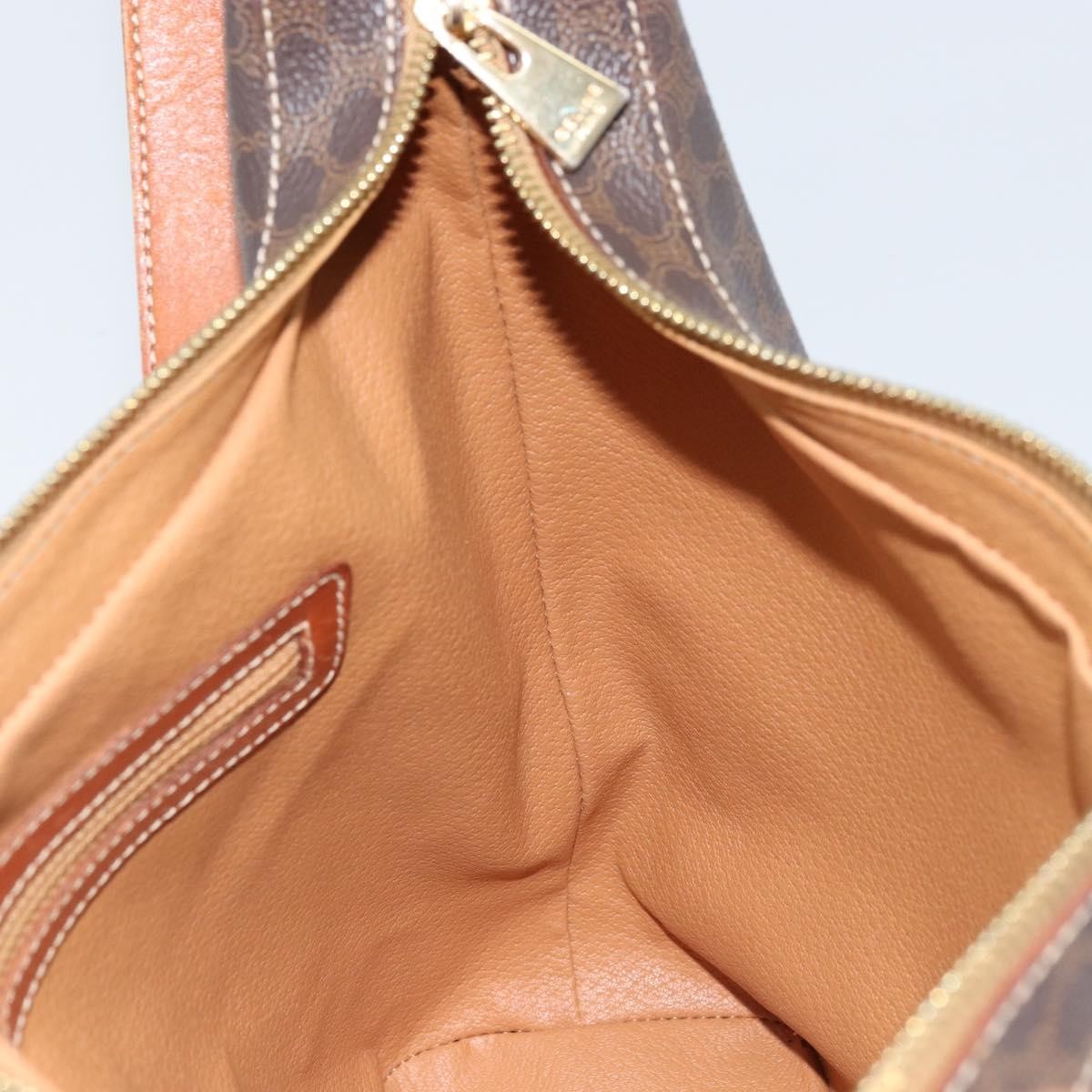 Celine Vintage Macadam Shoulder Bag Canvas And Leather Brown Canvas Shoulder Bag Bag