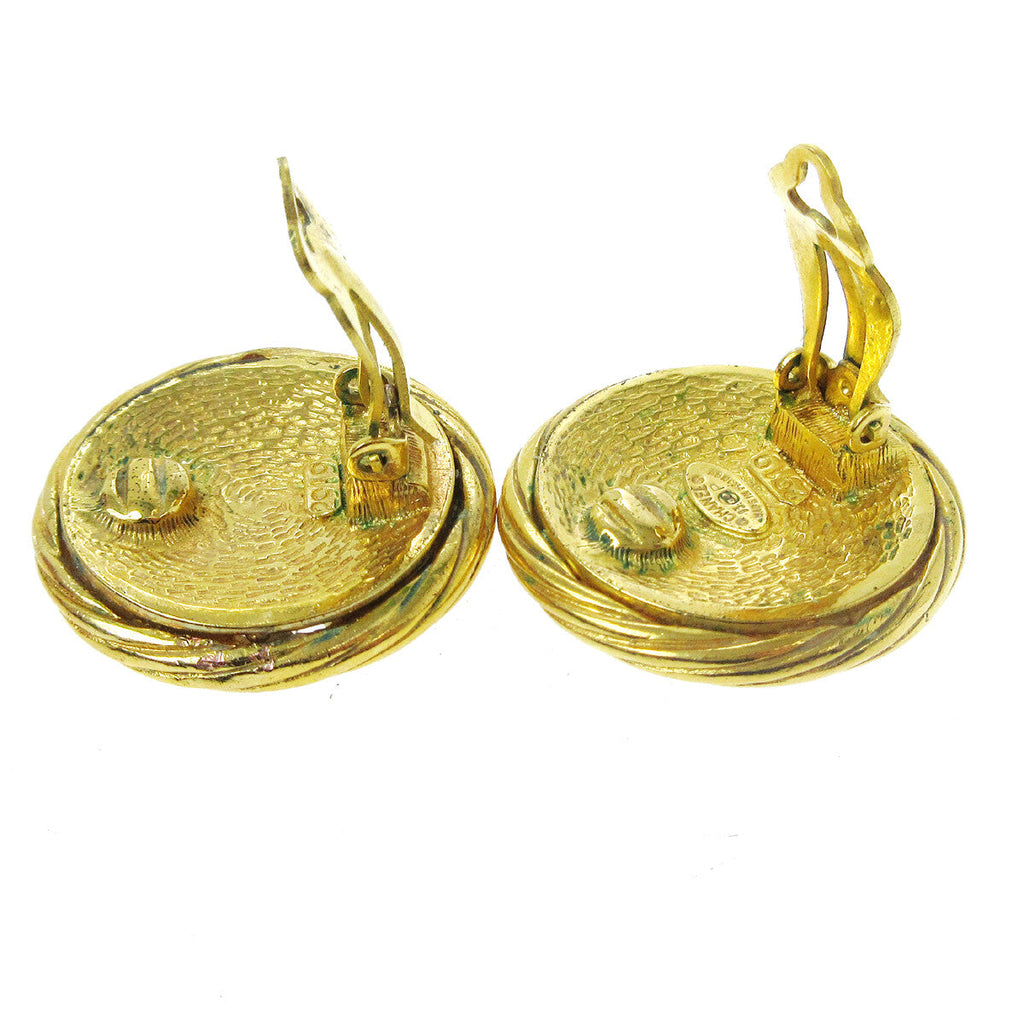 Chanel Cc Button Clip-On Earrings Metal Gold Gold_Plated Earrings Jewelry