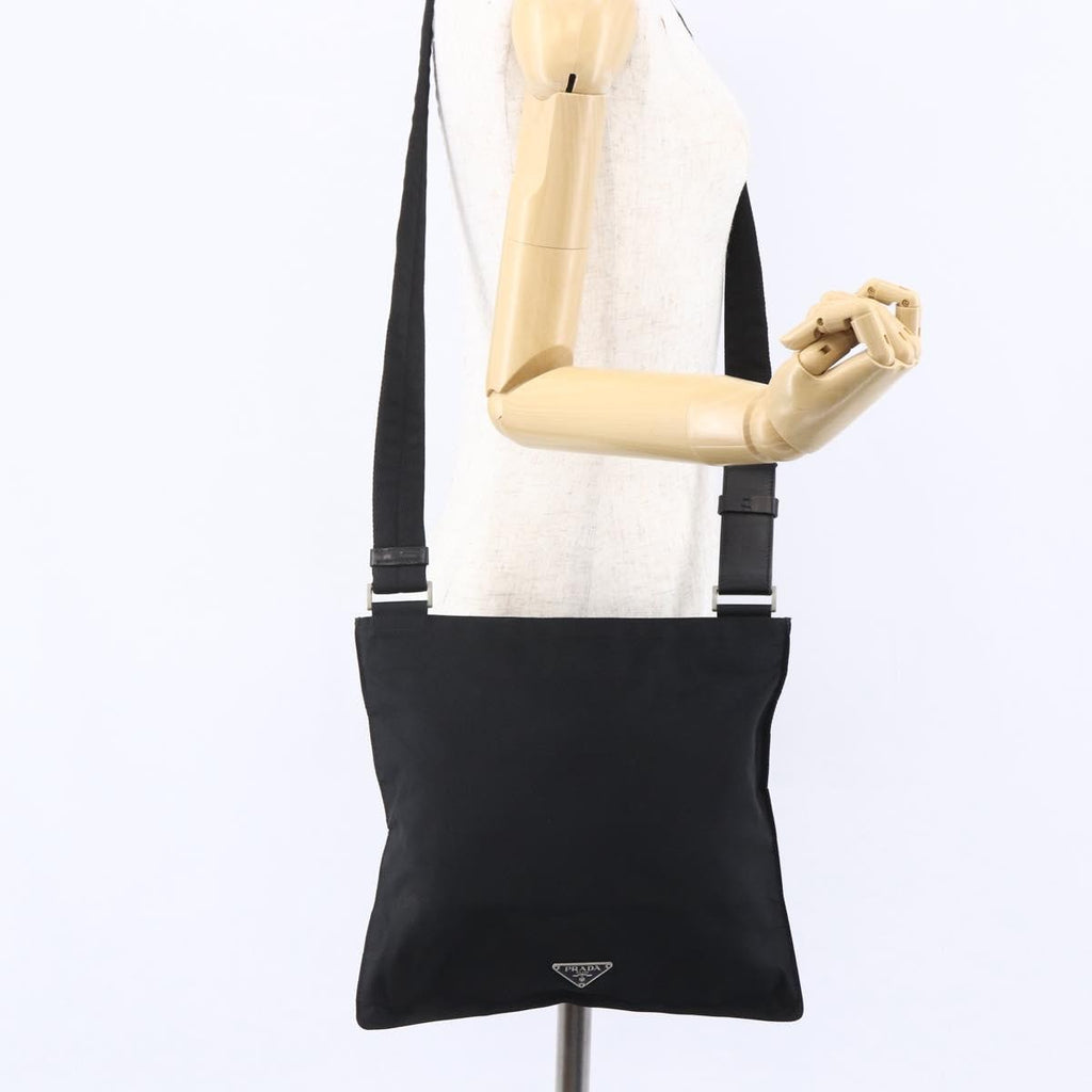 Prada Flat Messenger Bag Tessuto Black Nylon Shoulder Bag Bag